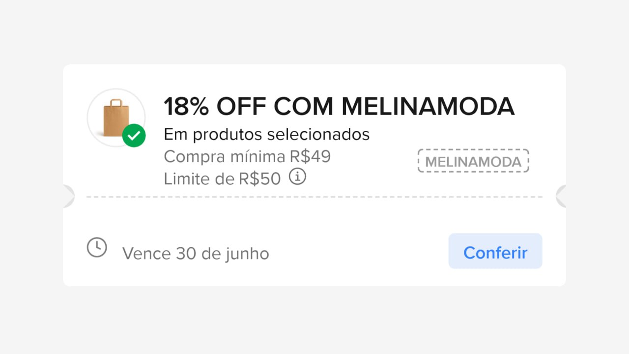 18% OFF Mercado Livre - Cupom MELINAMODA
