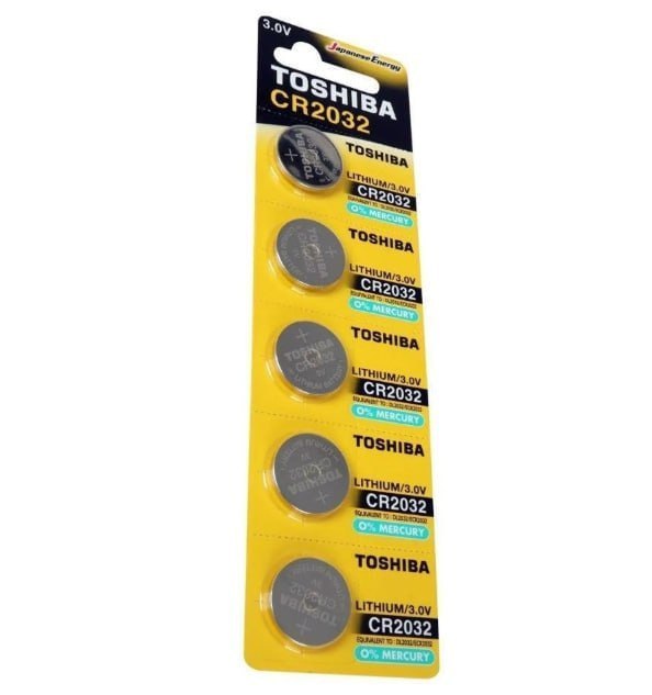 Pilha Moeda Lithium 3V CR2032 Toshiba - Pack com 5 Unidades
