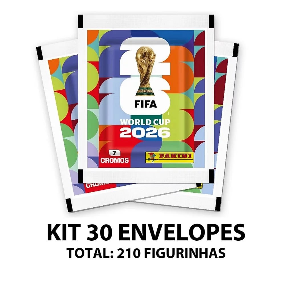 Kit 30 Envelopes Figurinhas Panini Copa do Mundo 2026