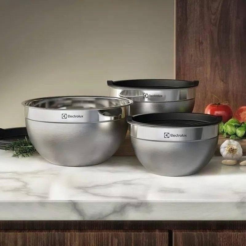 Conjunto 3 Bowls Tigelas Inox com Tampa Electrolux