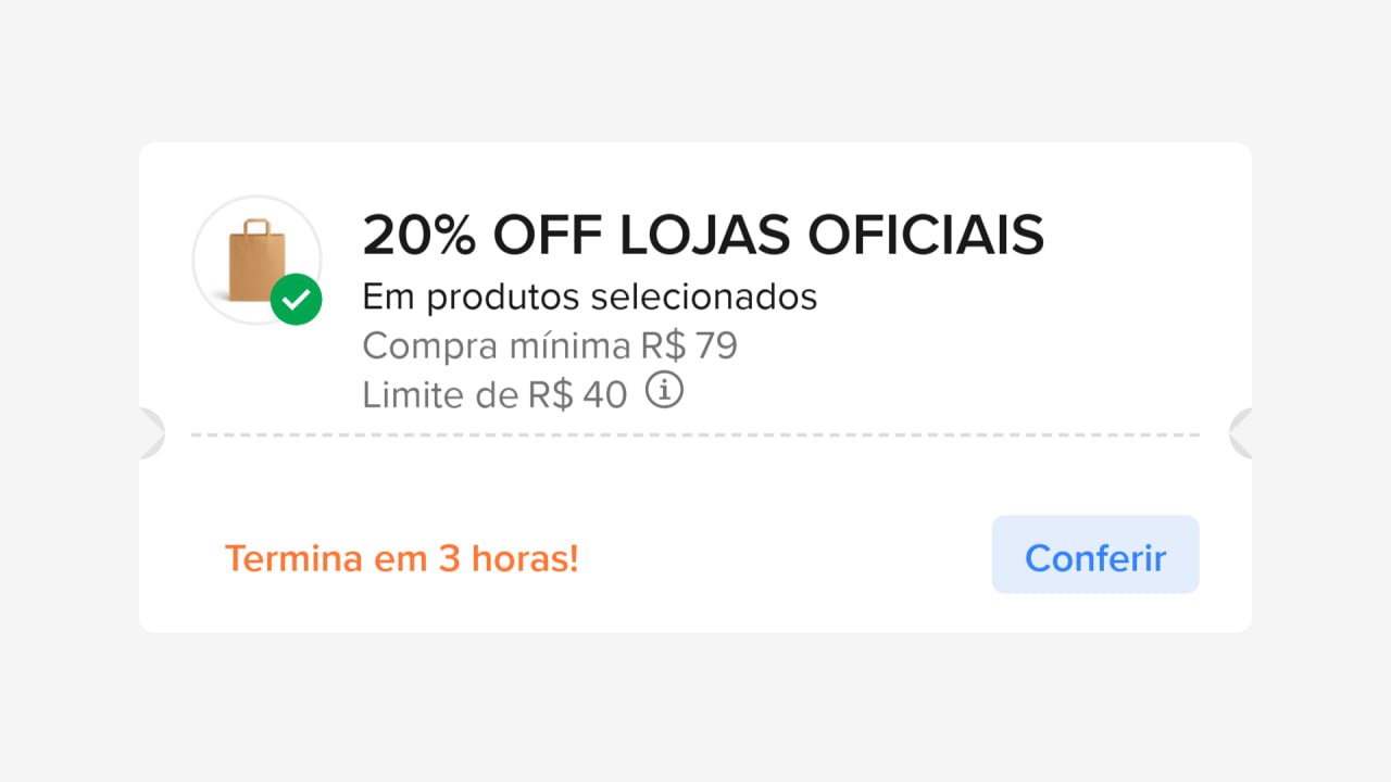 Cupom 20% OFF Lojas Oficiais Mercado Livre
