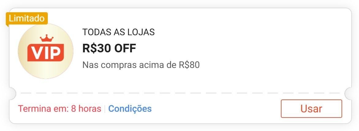 Cupom Shopee VIP R$30 OFF em R$80