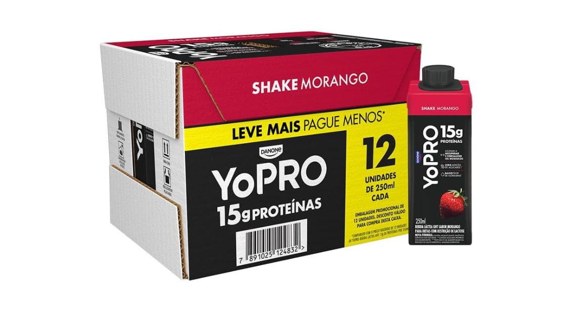 YoPRO Morango 15g Proteína 250ml - Pack 12un