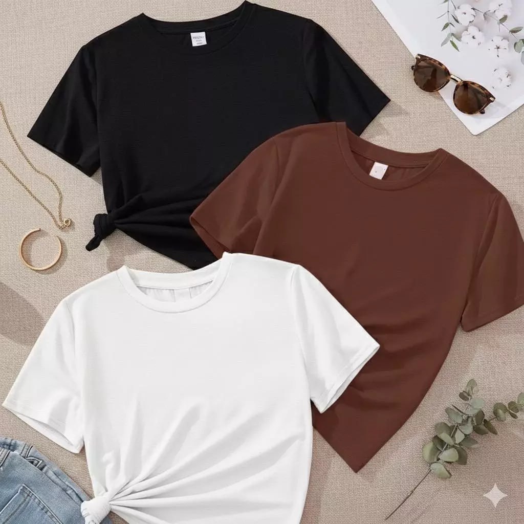 Kit 3 Camisetas Básicas 100% Algodão - Cores Variadas P ao GG