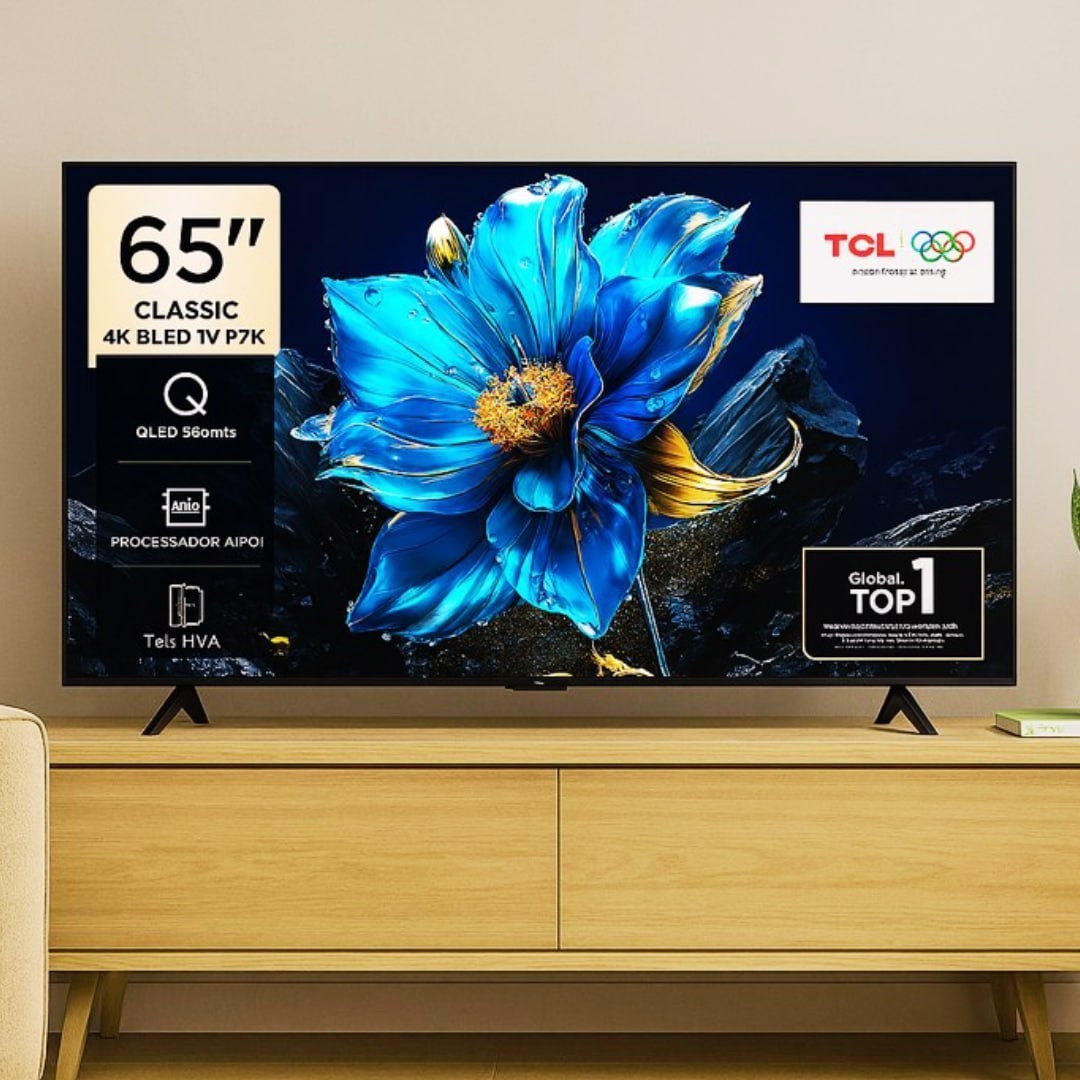 Smart TV TCL 65" QLED 4K Wi-Fi Google TV HDR10+