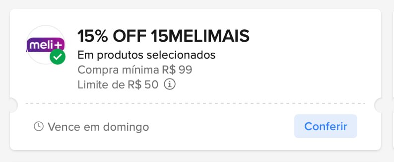 Cupom Mercado Livre MELI+ 15% OFF