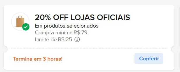 Cupom Mercado Livre 20% OFF até R$ 25