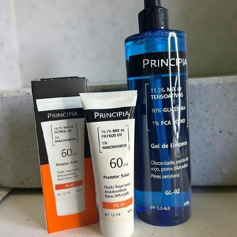 Kit Principia Gel de Limpeza GL-02 + Protetor Solar FPS 60