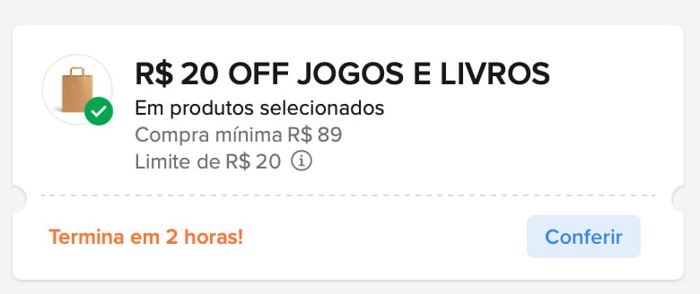 Cupom Mercado Livre R$20 OFF em Livros e Papelaria