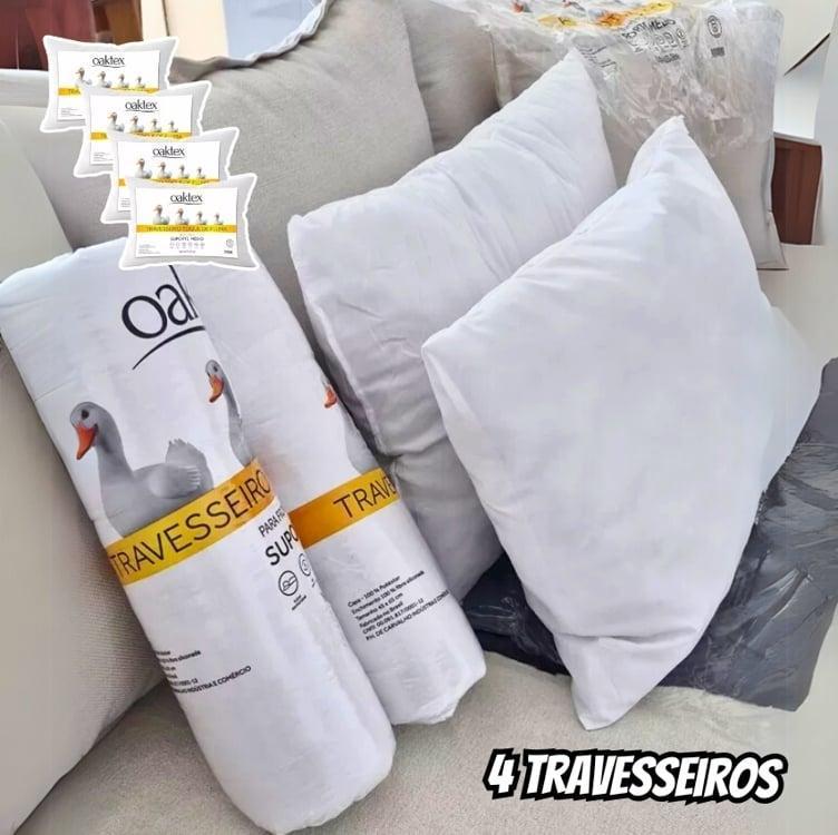 Kit 4 Travesseiros Oaktex 50x70 Antialérgico Fibra Siliconada