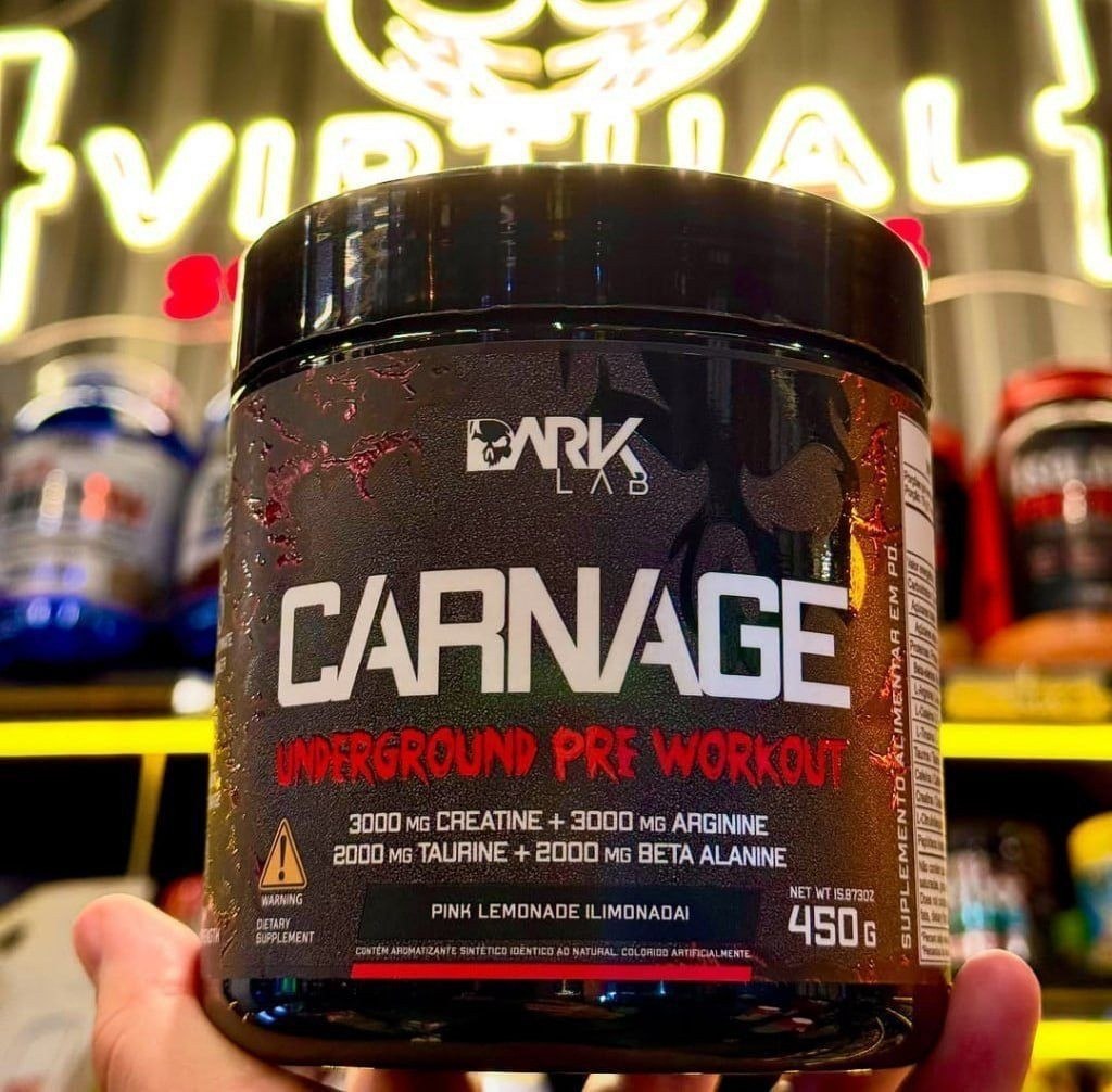 Pré-Treino Carnage com Creatina Dark Lab 450g Limonada Rosa