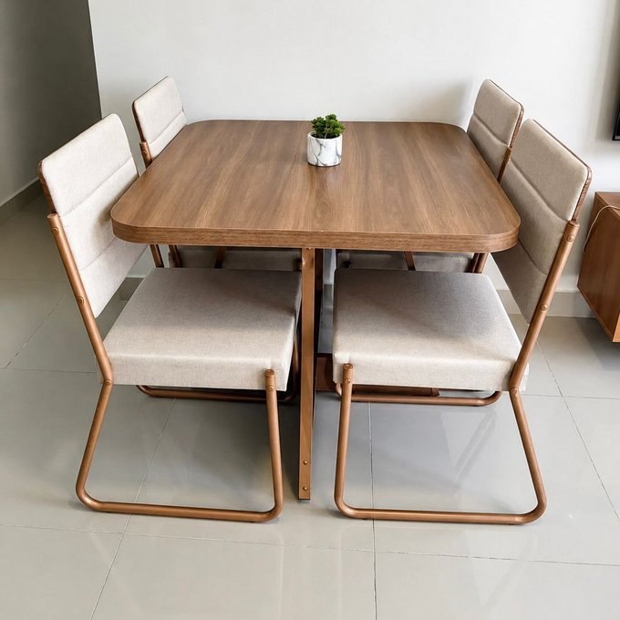 Conjunto Sala de Jantar 4 Cadeiras Charlotte Nogal