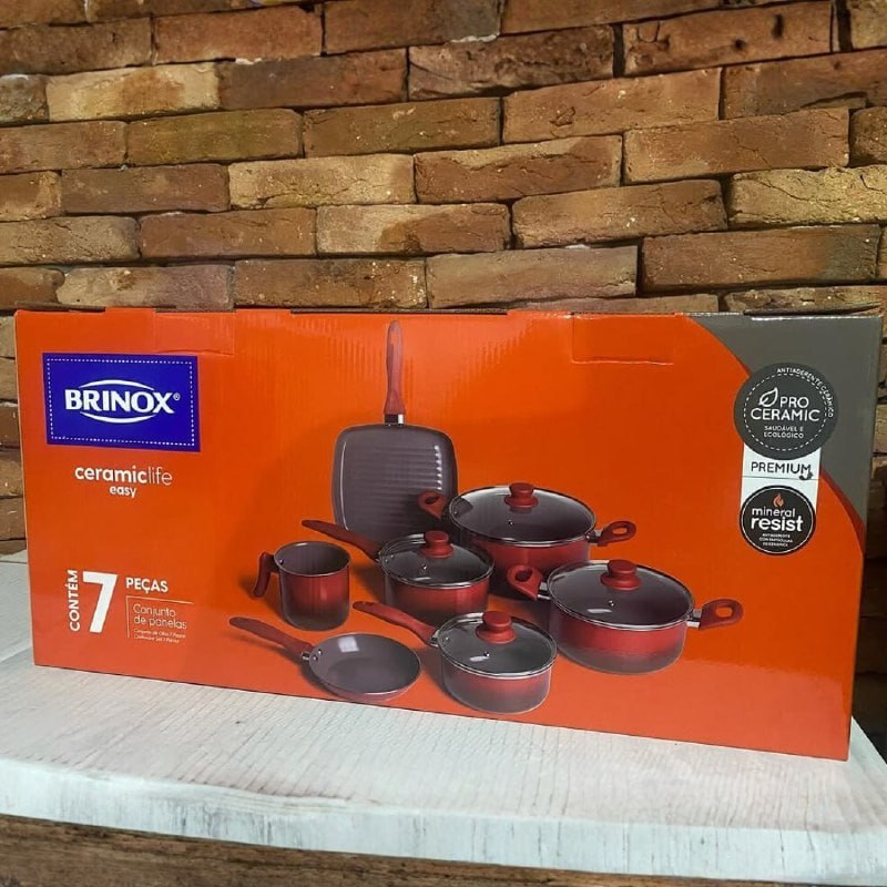 Jogo de Panelas Brinox Ceramic Life Easy 7 Peças