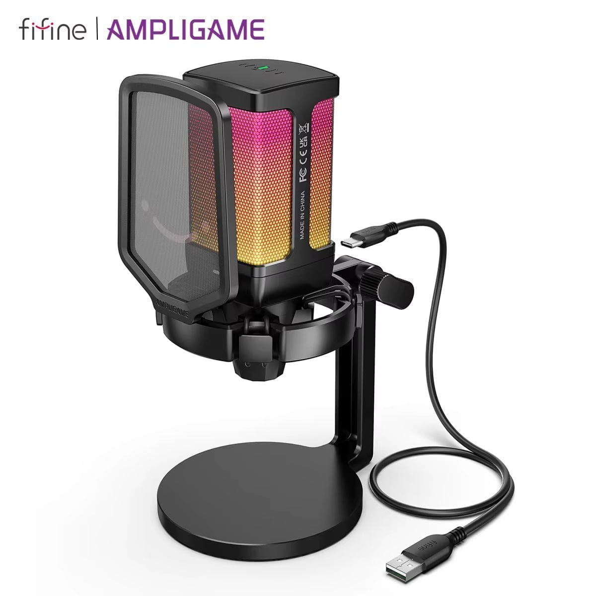 Microfone Fifine Q6 AmpliGame USB Condenser com RGB