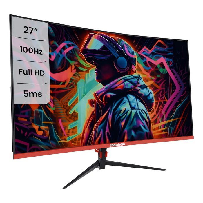 Monitor Concórdia Gamer Curvo 27" Full HD 100Hz 5ms