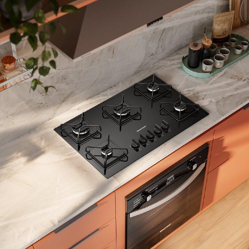 Cooktop a Gás 5 Bocas Brastemp BDS75AE Mesa Vidro