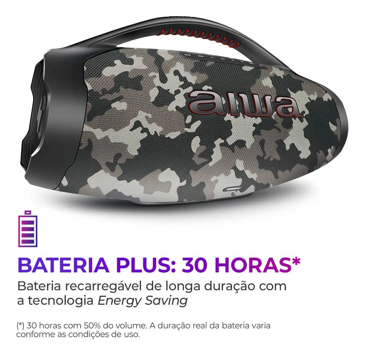 Caixa de Som Boombox Plus Aiwa 200W 30h Bateria IP66