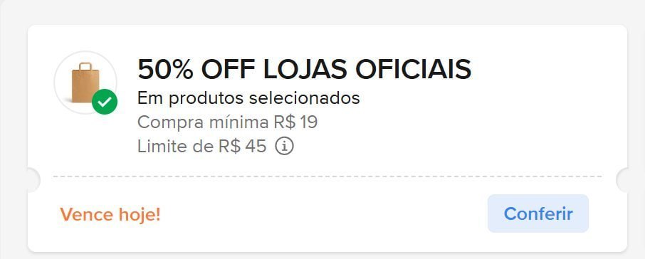 Cupom Mercado Livre Lojas Oficiais 50% OFF