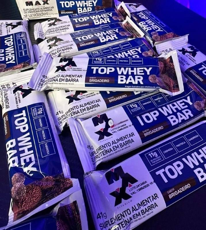 Max Titanium Top Whey Bar 41g Brigadeiro - 12 Unidades