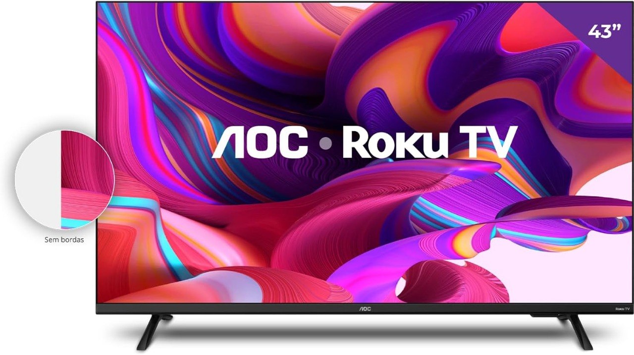 Smart TV AOC 43" Full HD - Design sem bordas