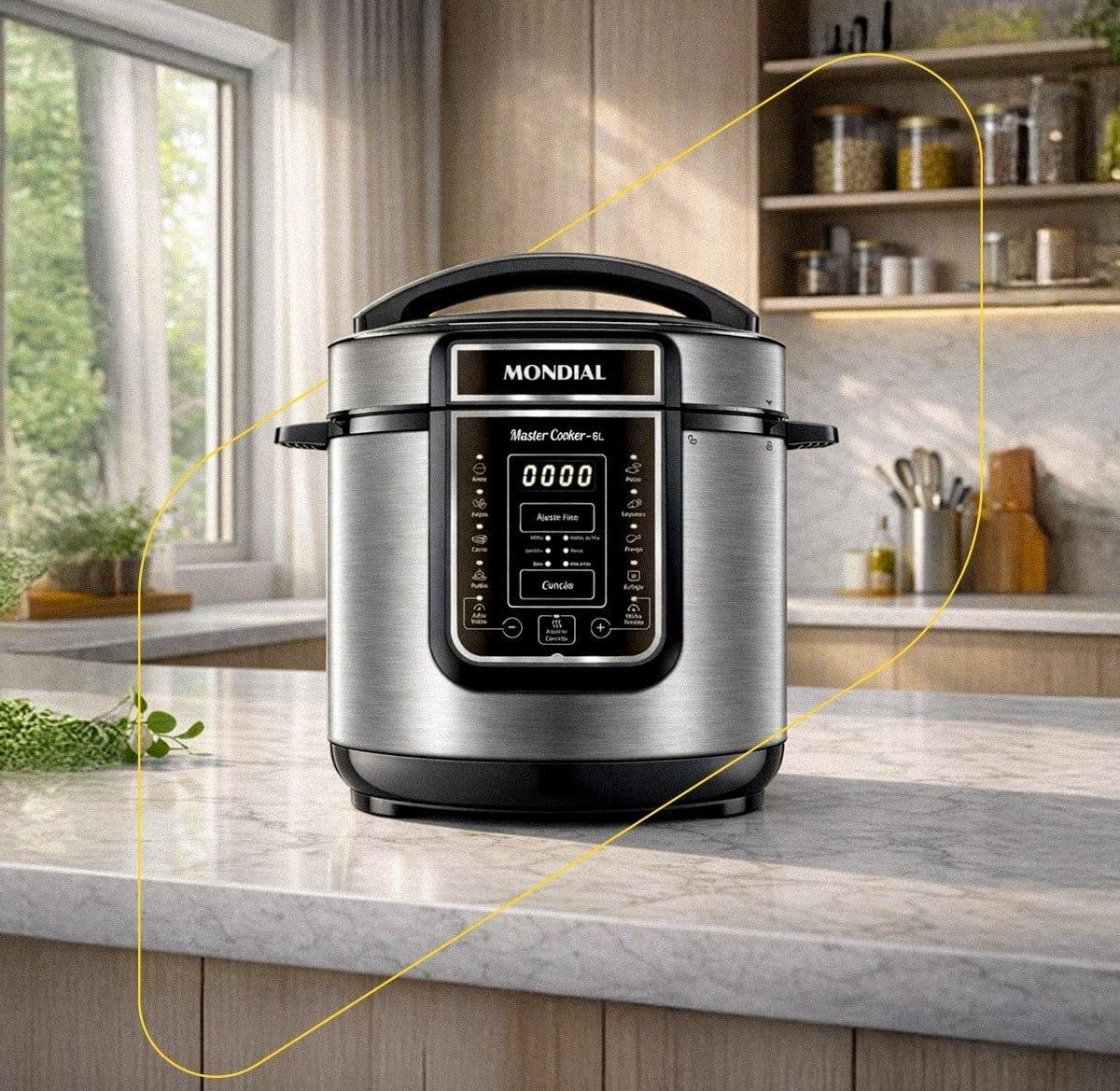 Panela de Pressão Elétrica Digital Mondial 6L 1000W