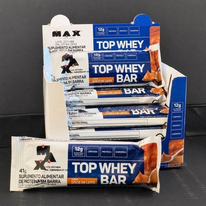 Max Titanium Top Whey Bar 12 Unidades 41g Doce de Leite