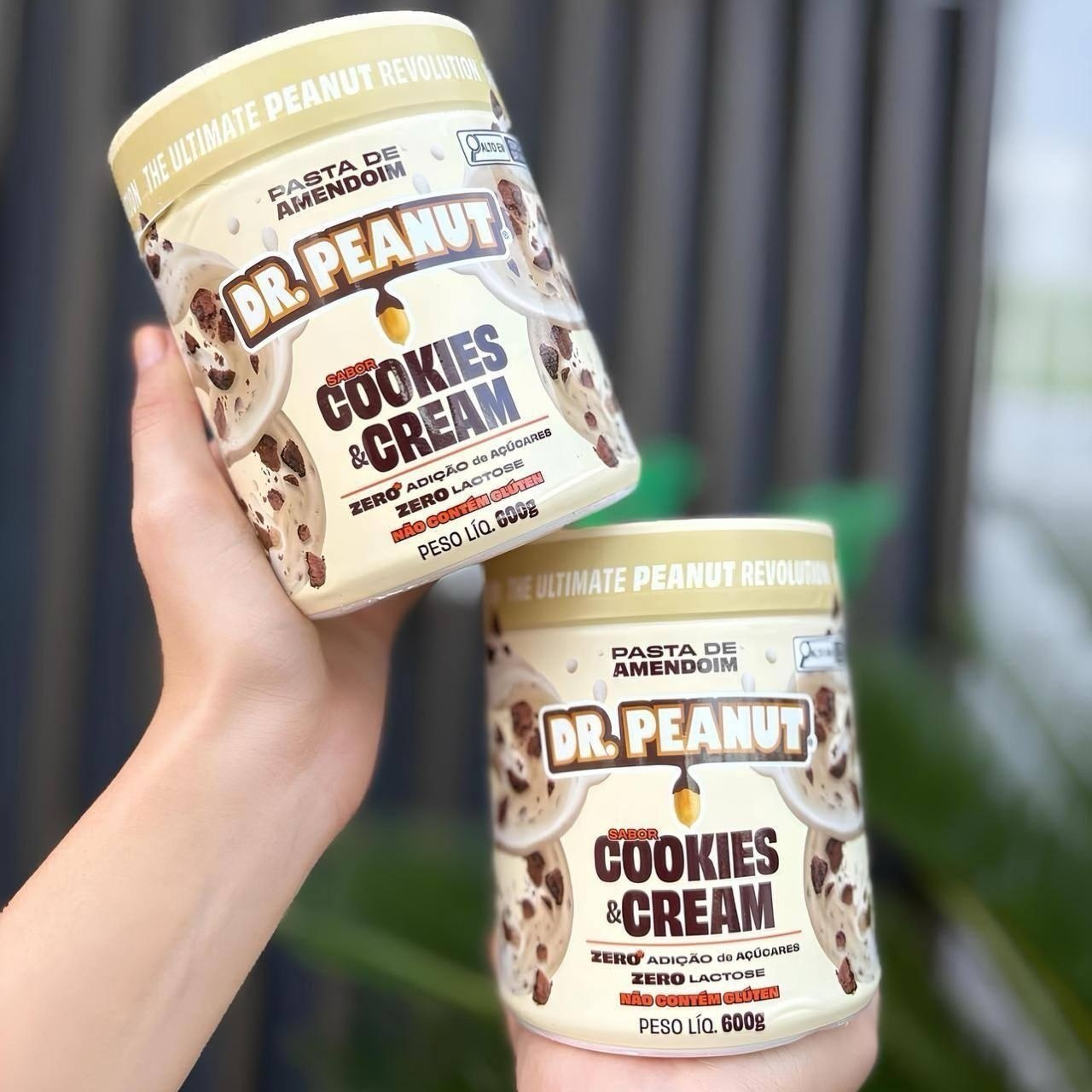 Pasta de Amendoim Dr. Peanut Cookies & Cream 600g com Whey Protein