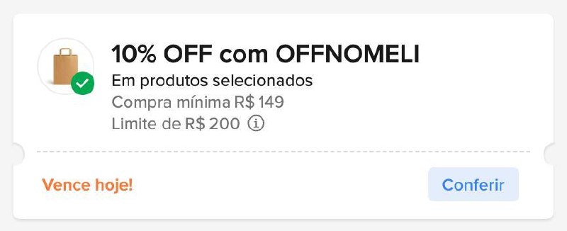 Cupom Mercado Livre 10% e 15% OFF
