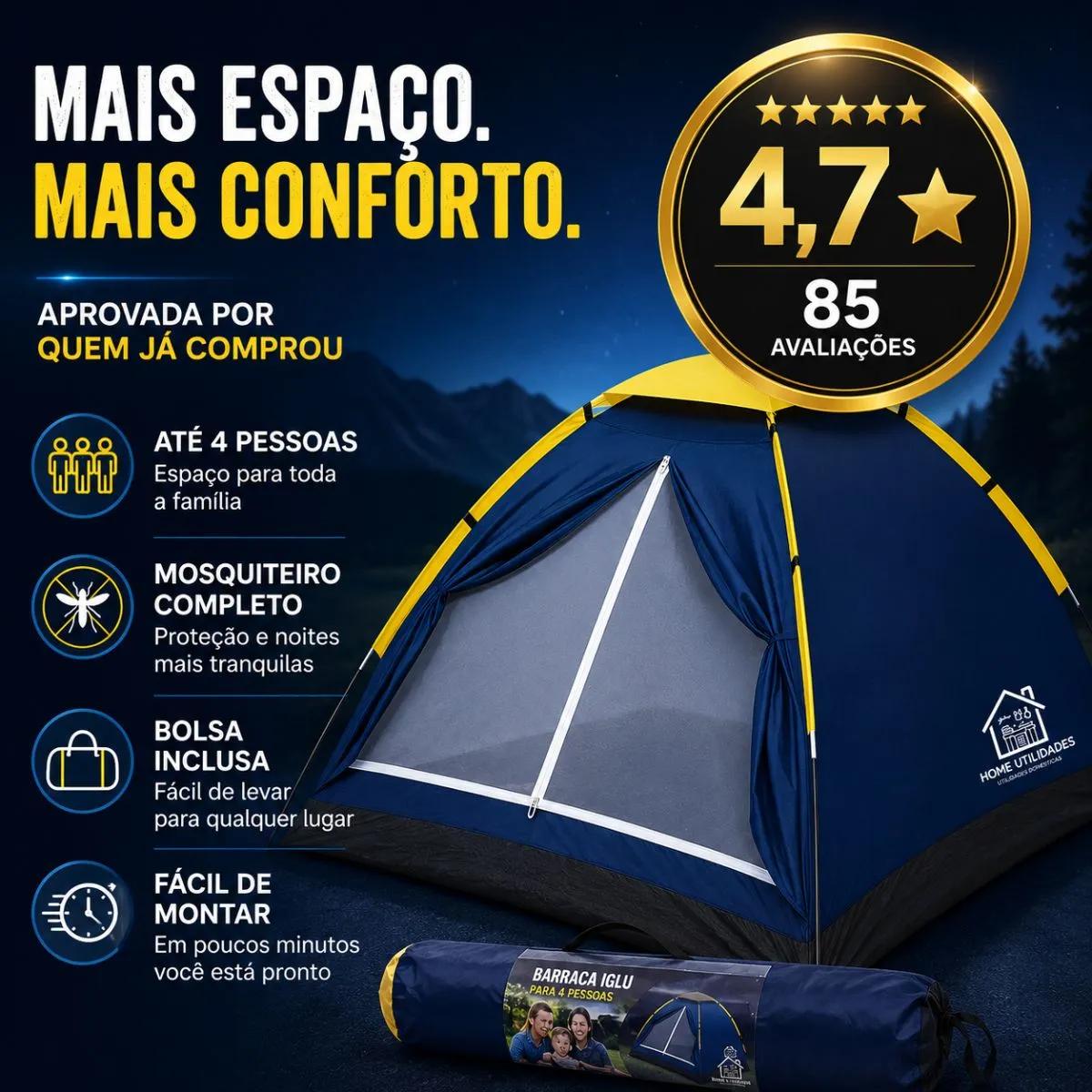 Barraca Para Até 4 Pessoas Camping Iglu Home Utilidades