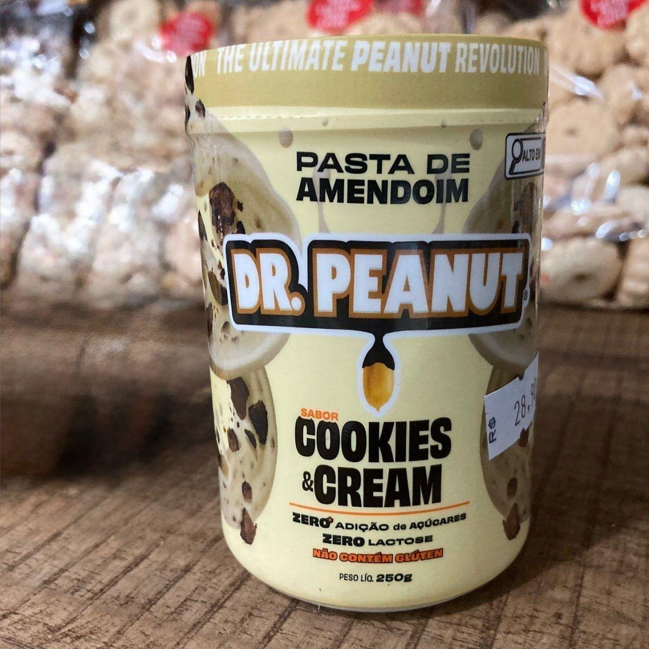 Pasta de Amendoim Dr. Peanut 250g Cookies and Cream com Whey Protein