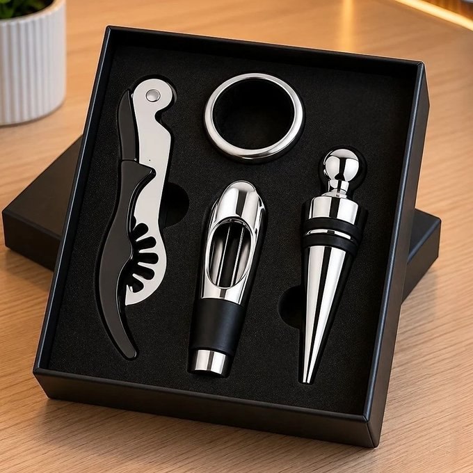Kit 4 Peças Aço Inox para Vinho