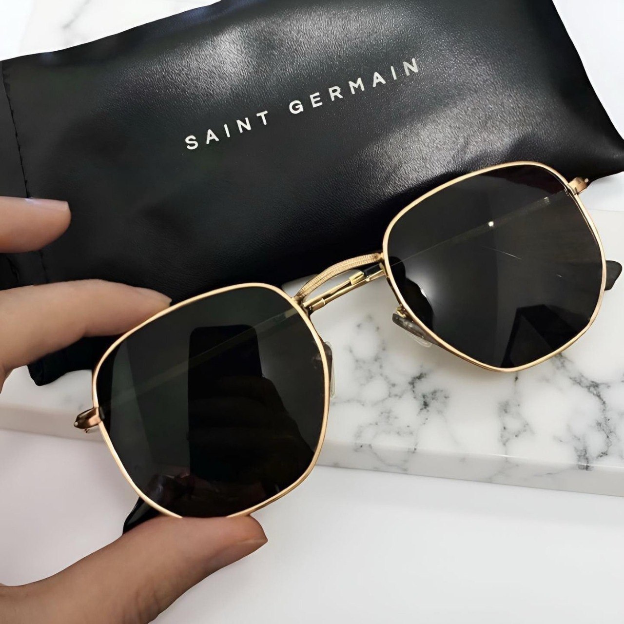 Óculos De Sol Saint Germain Dourado Harbor Aviador UV400