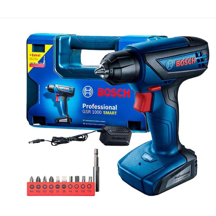 Bosch Furadeira Parafusadeira GSR 1000 Smart 12V com Acessórios