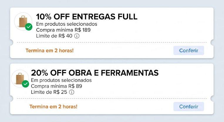 Cupons Mercado Livre - 10% e 20% OFF Selecionados