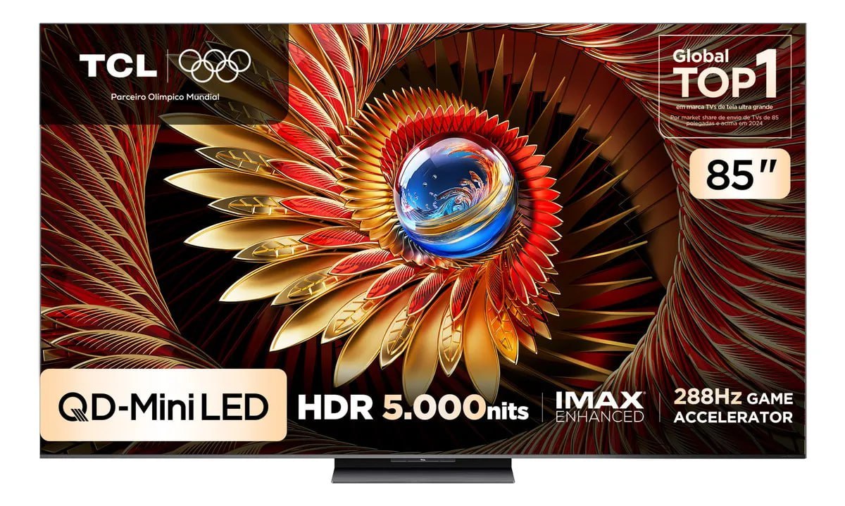 Smart TV 85" TCL Qd-Mini LED 4K 280Hz VRR HDR10+ IMAX Enhanced