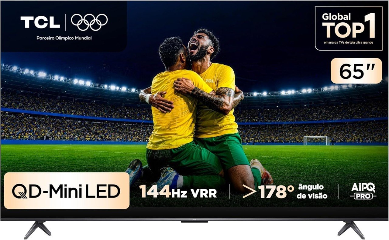 Smart TV TCL 65 Polegadas QLED Mini LED 4K 144Hz Google TV