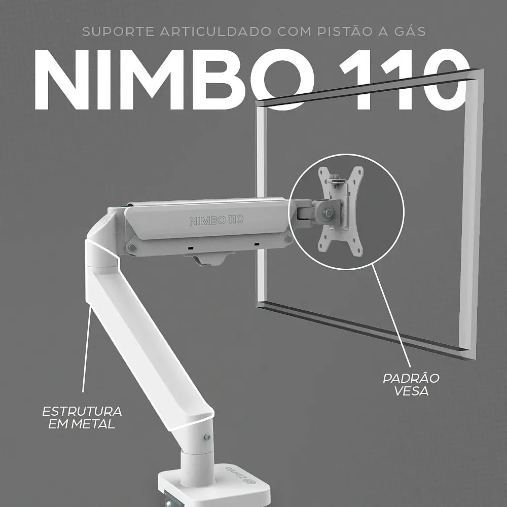 Suporte Articulado Para Monitor 13 a 32 Pistão a Gás Zinnia Nimbo 110