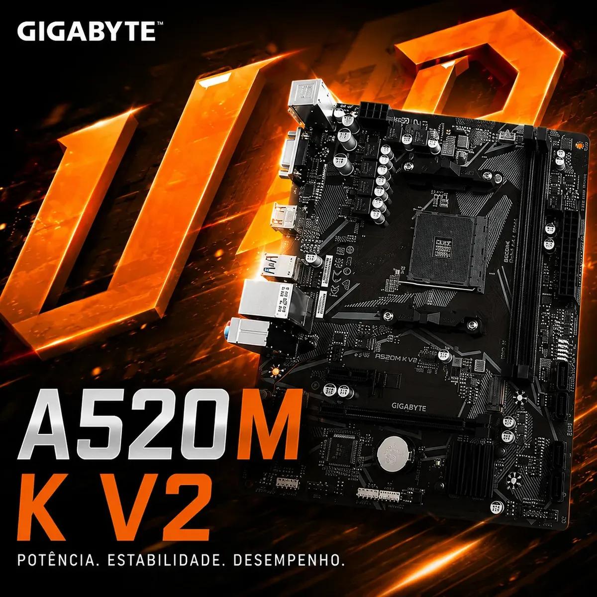 Placa Mãe A520M K V2 AMD AM4 MATX DDR4 Gigabyte