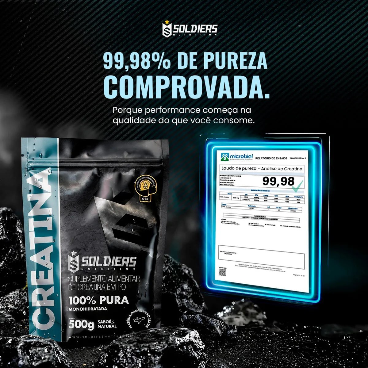 Creatina 1kg Monohidratada 100% Pura Soldiers Nutrition