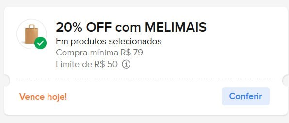Cupom Meli+ 20% OFF até R$ 50