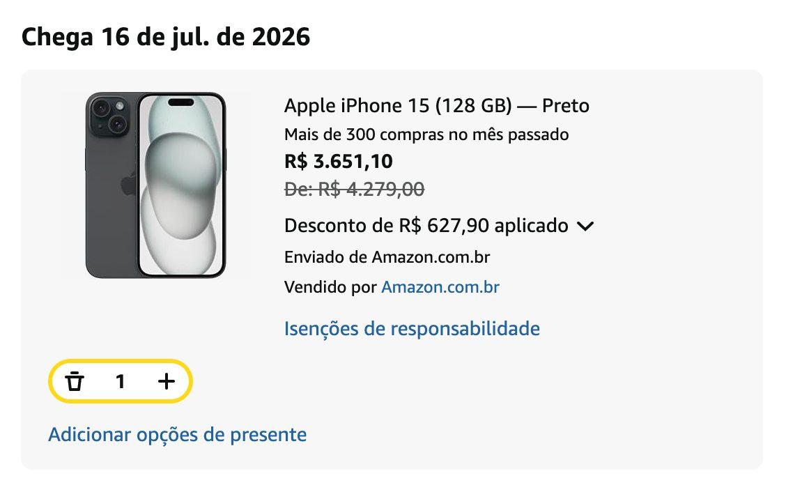 Apple iPhone 15 128GB Preto