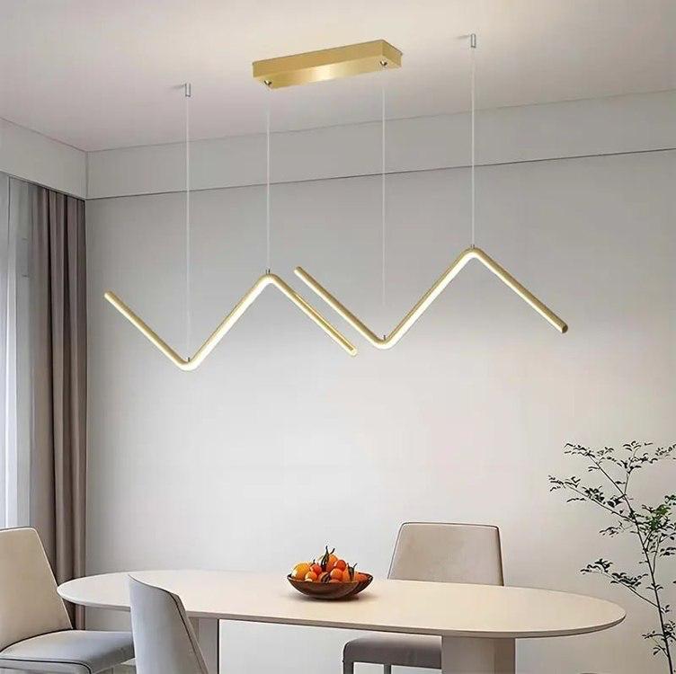 Lustre Pendente Led Zig Zag Dourado