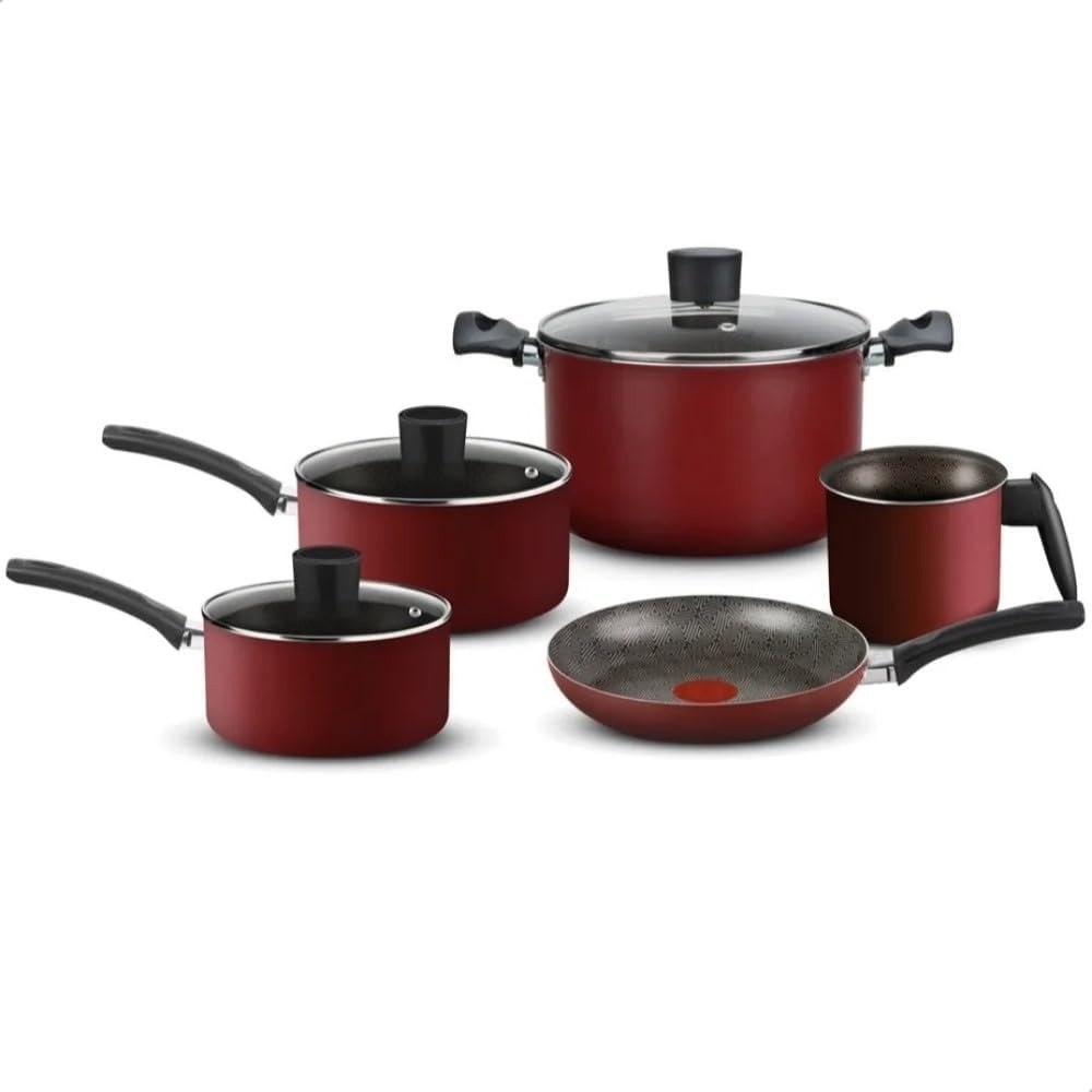 Rochedo Jogo de Panelas 5 Peças Antiaderente Thermo-Sinal Vermelho