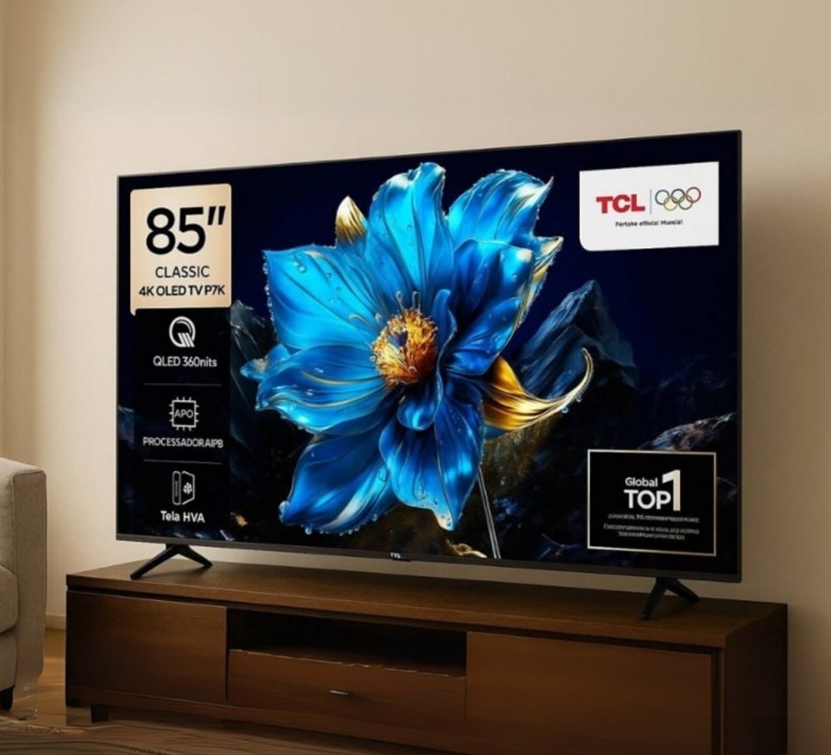Smart TV TCL 85 Polegadas QLED 4K Google TV HDR10+ Dolby Atmos