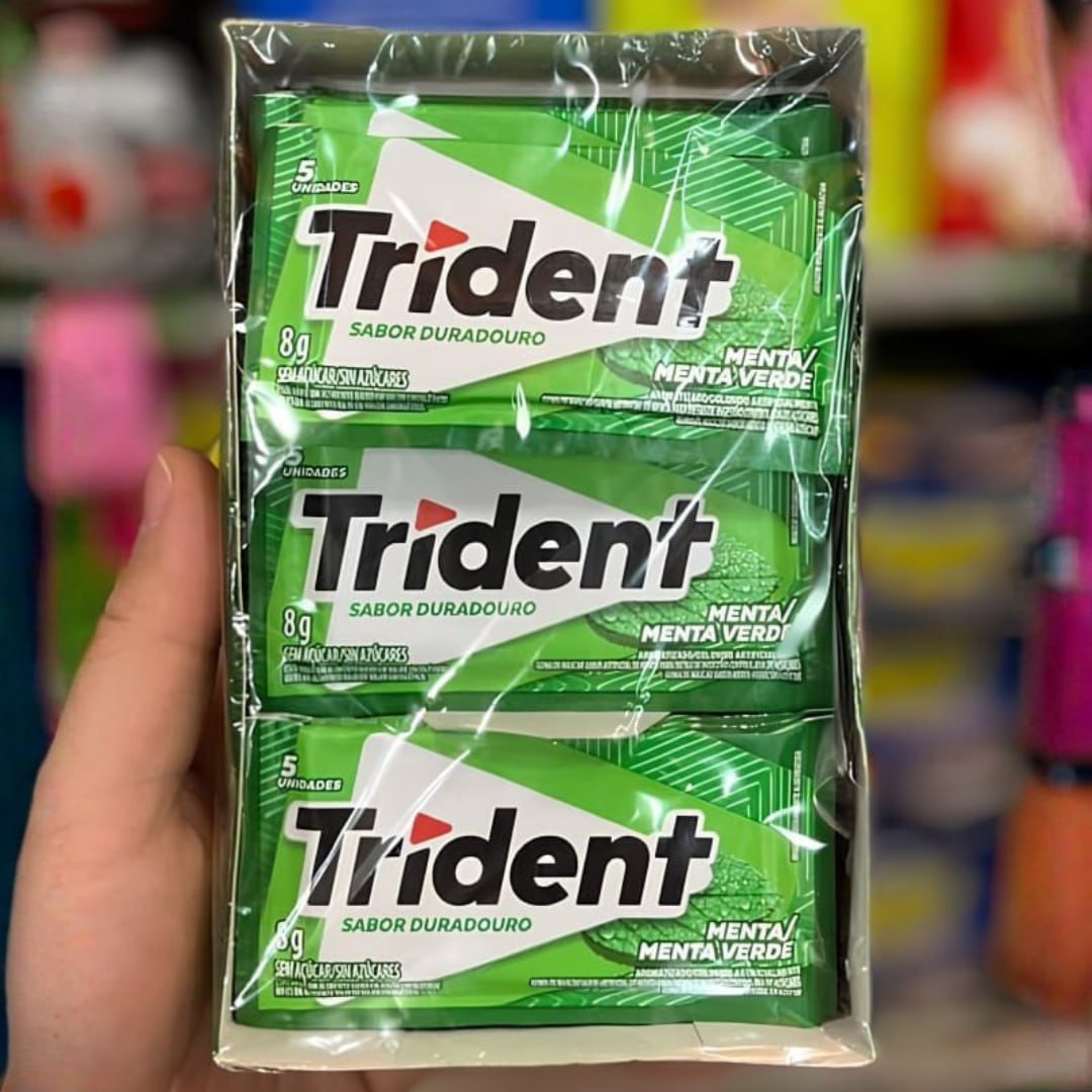 Chiclete Trident Menta Sem Açúcar - Caixa com 21 Unidades de 8g