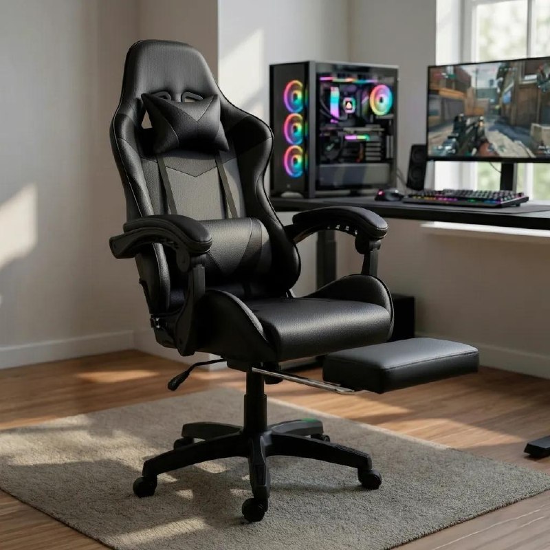 Cadeira Gamer Ergonômica com Apoio de Pés