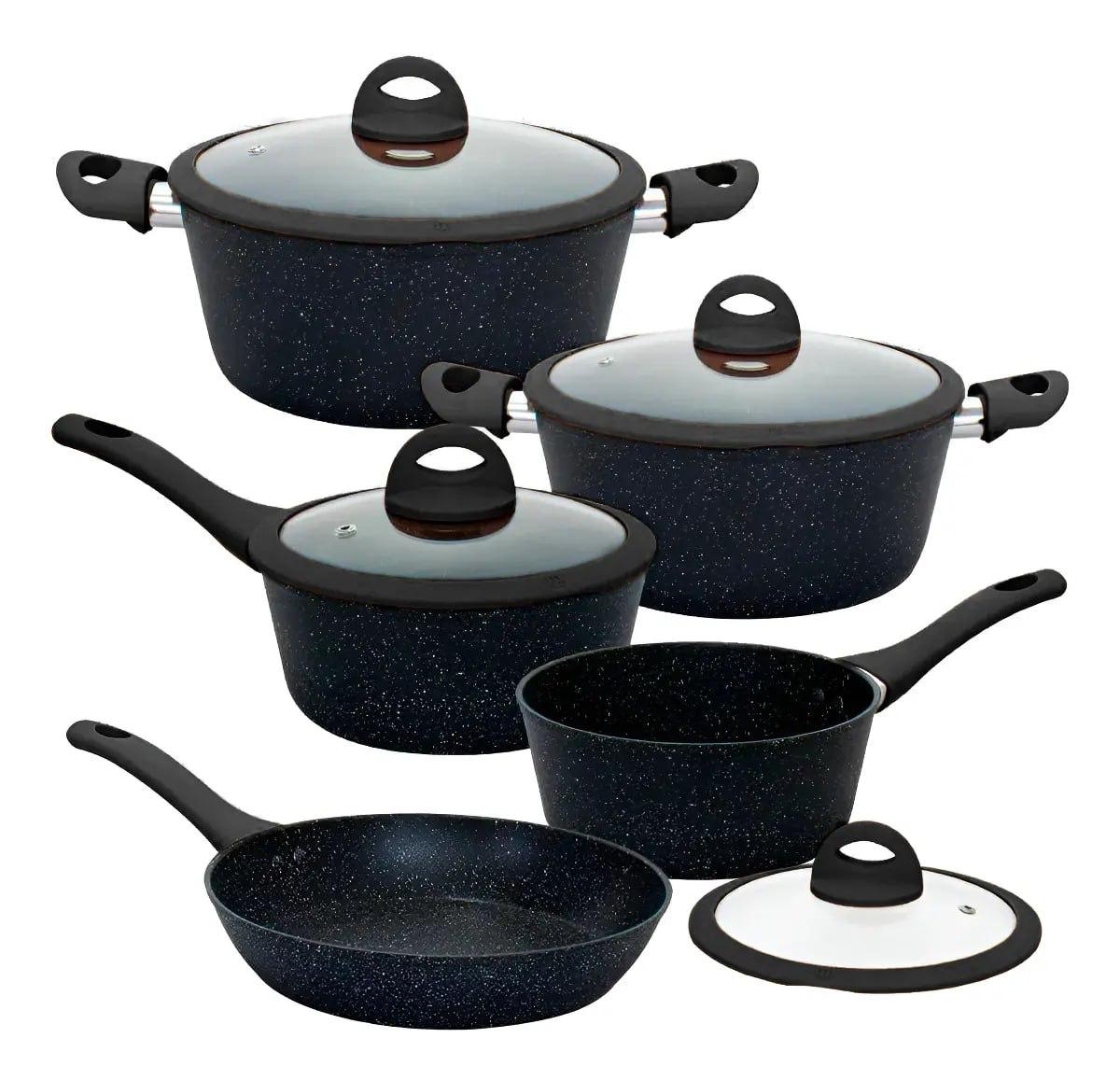 Conjunto de Panelas Indução Antiaderente Cerâmica Casambiente 5 Peças