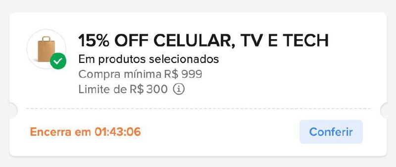 Cupom Mercado Livre - 15% OFF em Tecnologia