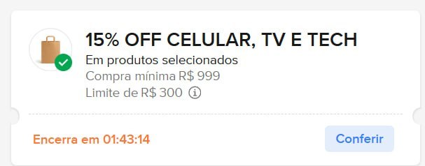 Cupom 15% OFF Tecnologia Mercado Livre