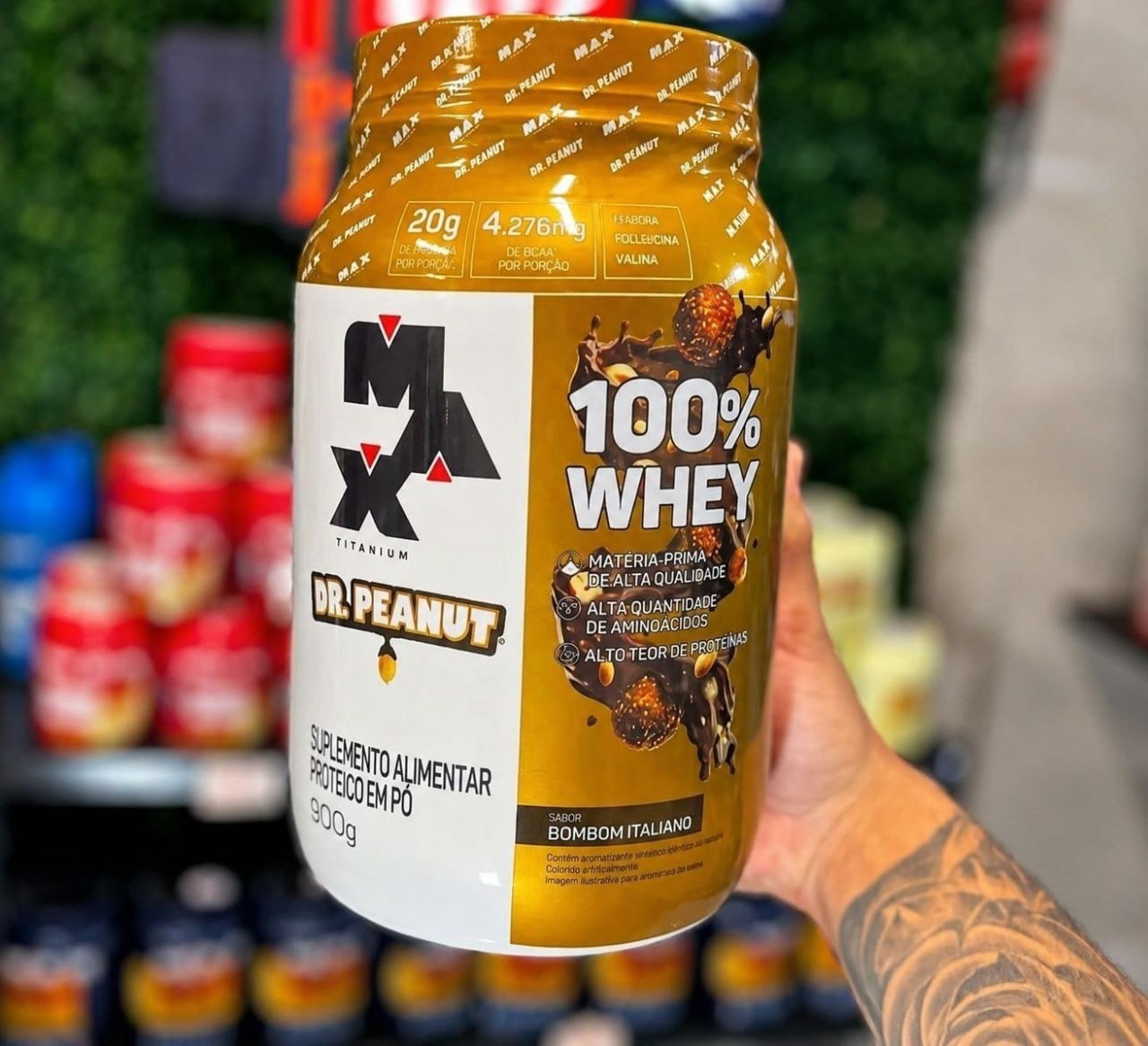 100% Whey Max Titanium x Dr. Peanut 900g Bombom Italiano